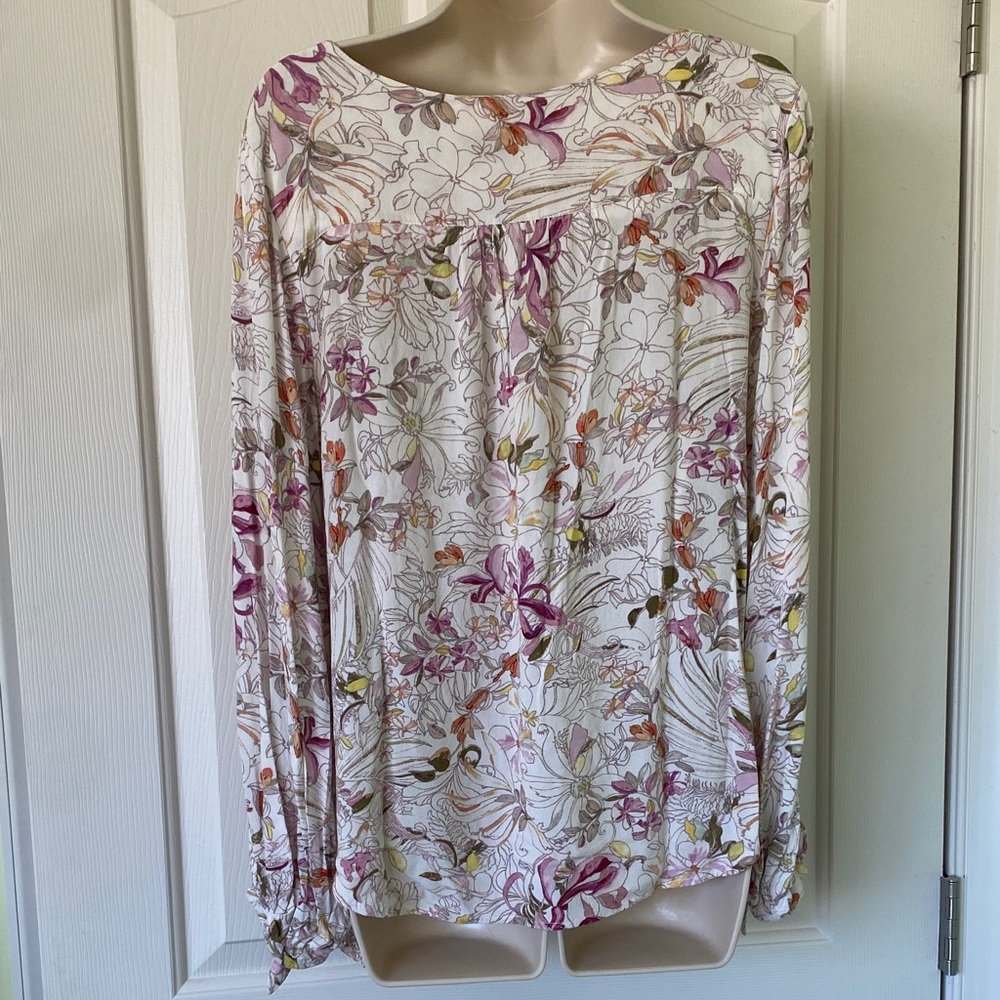 Maeve Multicolor Floral V-Neck Blouse - Picture 2 of 4